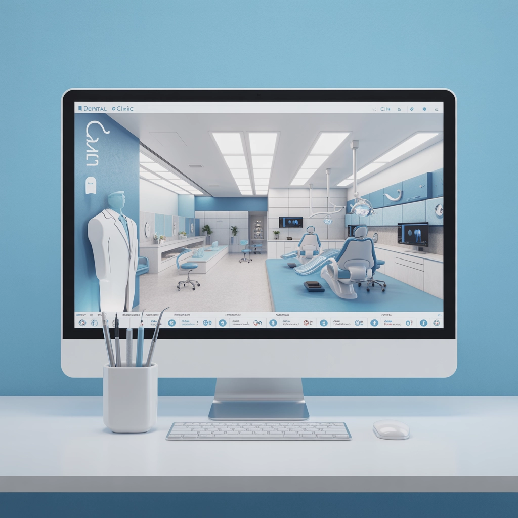 Dental clinic design preview on screen